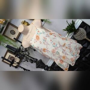 Shein Bae White Flowy Floral Tunic Top MD NWT